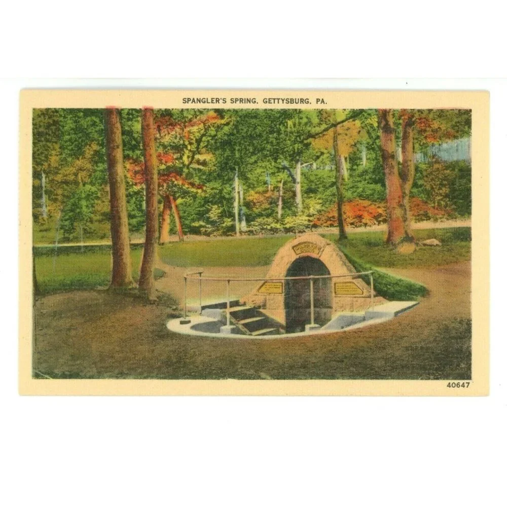 Vintage‎ Postcard Gettysburg Pennsylvania War Memorial Tribute Spanglers Spring